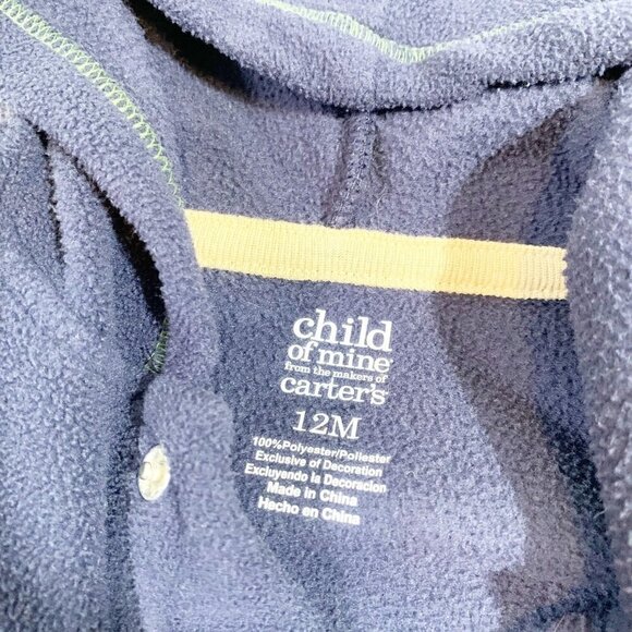 5/$25 Carter's fleece winter moose footless hooded long sleeve pants romper - Picture 4 of 5